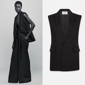 FRAME Oversized organic linen-blend vest